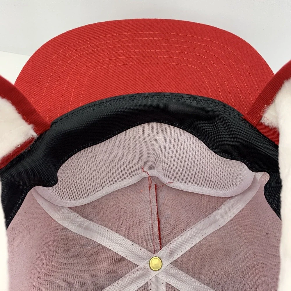 Schwarz Ready Mix Hat Red Rope Ear Flaps Zip Adjustable OSFA Winter Cap Concrete
